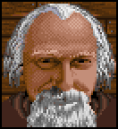 Screenshot from Underworld II of a portrait of a white-haired, white-bearded man