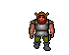 Animation of an armed dwarf as he appearing in Ultima Underworld.