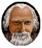 Screenshot from Serpent Isle of a portrait of a white-haired, white-bearded man