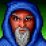 Graphical portrait of a man in a blue hood with the white beard from the PSX version of Ultima Underworld.