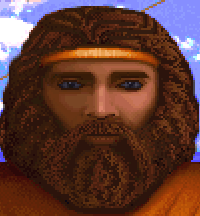 Screenshot of an Ultima Underworld FMV depicting a portrait of a bearded man.