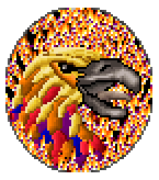 Dialogue portrait of Skyrise, a bird engulfed in flames.