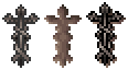 Ultima VII Part Two pixel art: 3 sets of combined blackrock serpents, each consisting of an Order, Chaos and Balance serpent.
