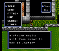 Screenshot of dialogue w/Flatbush in NES version.