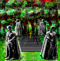FM Towns graphic of four figures standing around an ankh on a pedestal.