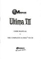 Plain cover of a booklet titled "Ultima VII USER MANUAL for THE COMPLETE ULTIMA® VII CD". Logos of companies serve as credits.