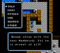 Screenshot of dialogue with Corkin in NES remake