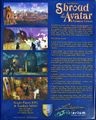 Digital reproduction of the back of a game box for "Shroud of the Avatar". There are several screenshots and an itemized write-up of the game's features.