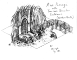 Early Ultima IX concept design of a mine passage in Covetous