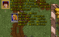 Screenshot from Ultima VII in German depicting the player in conversation with a girl.