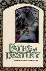 Cover of Paths of Destiny including a drawing of three protagonists confronting three cloaked figures.