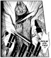 A reaper in the midst of getting its face broken in Yoko Tananka's manga retelling of Ultima IV