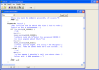 Screenshot of a program called "U6Edit", depicting the encodings of the transcript from Ultima VI.
