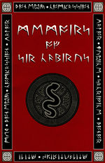 Cover of a red book with high-density runic and a drawing of a snake.