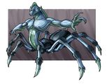 Drawing of a large spider with an anthropoidal body where the head should be.