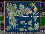 Janus Island labeled on the map screen of Ultima VII (SNES), the only time it is named