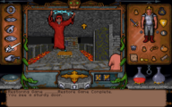Screenshot of UI depicting a red-cloaked, floating man with electric bolts between his hands.