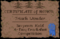 Trisch's certificate, seen in the Pocket PC version of Ultima Underworld