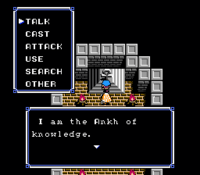 Screenshot of NES Ultima IV UI depicting a conversation with an ankh.