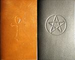 The leather-bound manuals