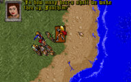 The Avatar taking a nap on a bedroll in Ultima VII